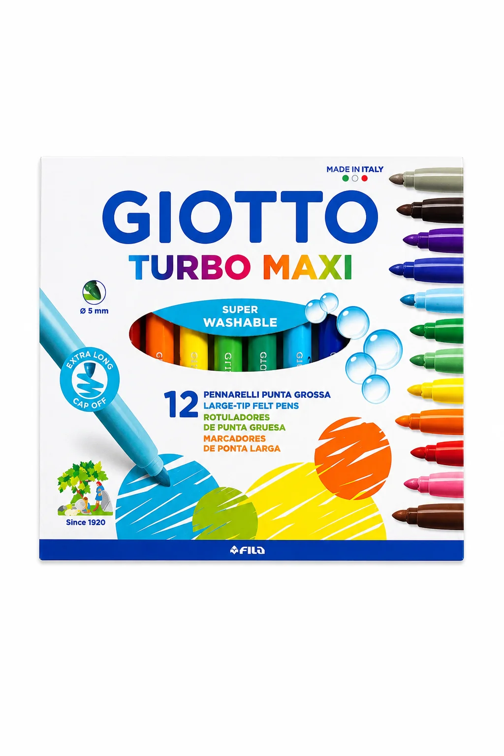 Giotto 12'li Yıkanabilir Keçeli Kalem Seti | Renkli Boyama ve Çizim Kalemleri