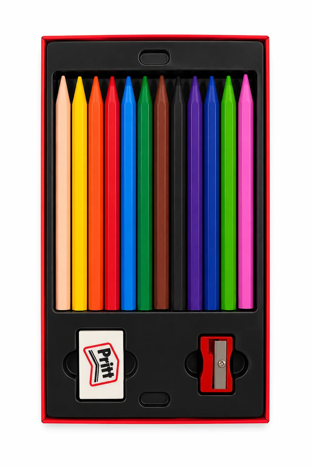 Pritt 12 Renk Mum Boya Kalemtıraş ve Silgi Hediyeli Wax Crayons Seti