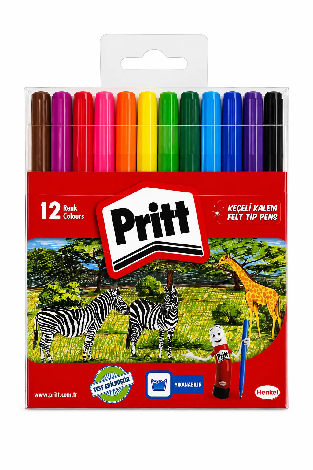 Pritt 12 Renk Keçeli Kalem Seti | Renkli Boyama ve Çizim Kalemleri