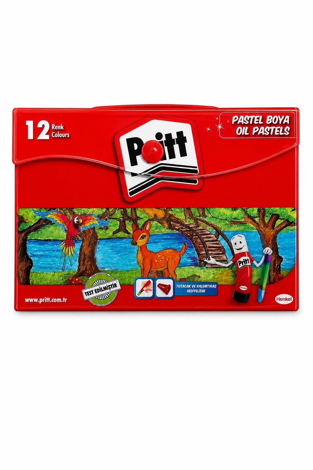 Pritt 12 Renk Çantalı Pastel Boya Seti – Çocuklar İçin Renkli Pastel Boya