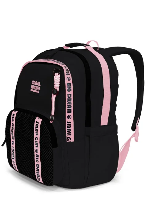 Coral High 24410 Okul Sırt Çantası | Siyah Pembe