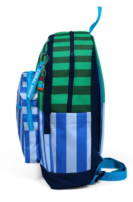 Coral High Kids 33211 Okul Sırt Çantası | Mavi Yeşil Çizgi Desenli