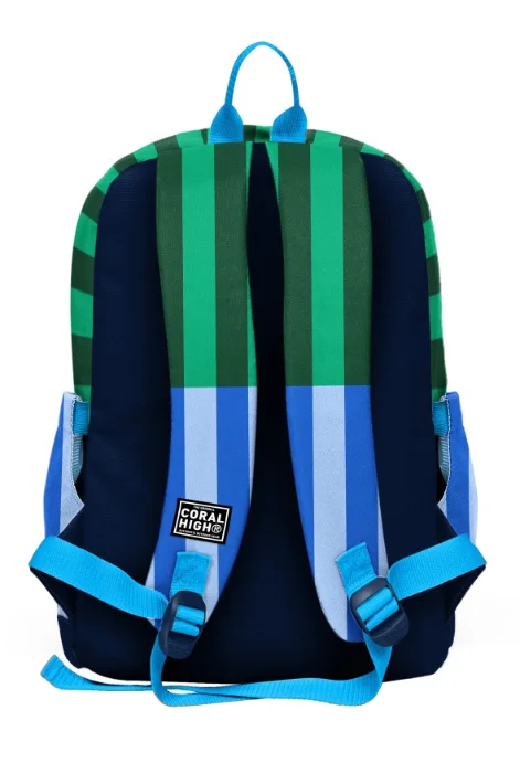 Coral High Kids 33211 Okul Sırt Çantası | Mavi Yeşil Çizgi Desenli