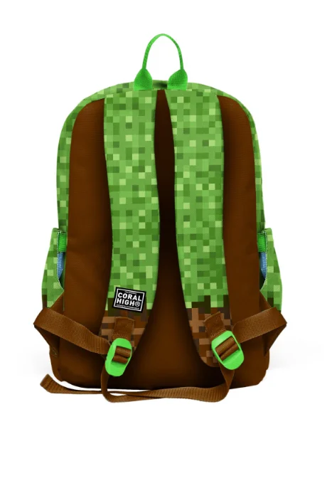 Coral High Kids 23776 Okul Sırt Çantası | Yeşil Kahverengi High Craft Desenli 4 Bölmeli