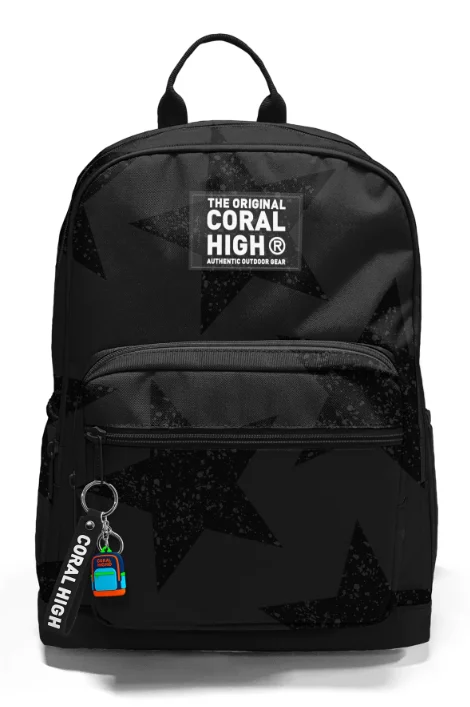 Coral High 33237 Okul Sırt Çantası | Siyah Gri Yıldız Desenli