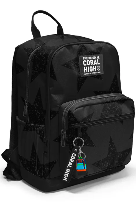Coral High 33237 Okul Sırt Çantası | Siyah Gri Yıldız Desenli