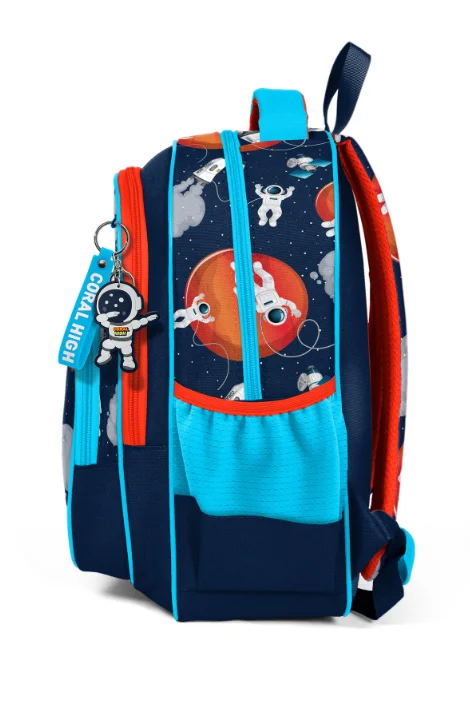 Coral High Kids 23660 Okul Sırt Çantası | Lacivert Mavi Astronot Desenli 3 Bölmeli
