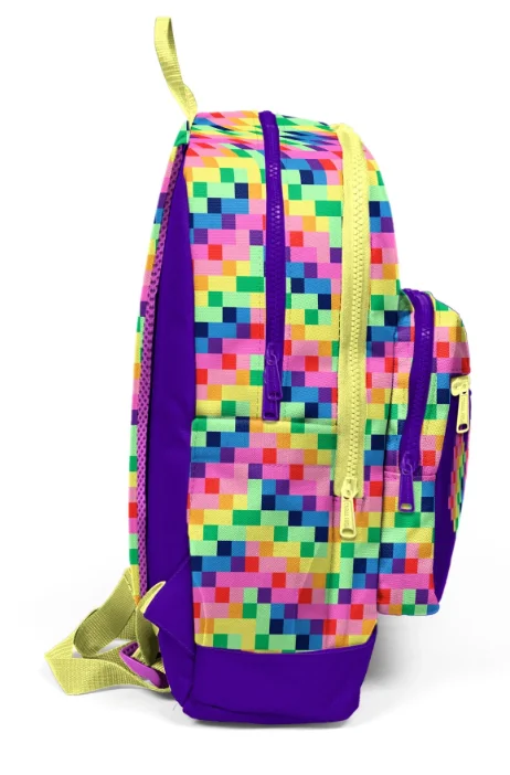 Coral High Kids 33208 Okul Sırt Çantası | Çok Renkli Piksel Kalp Desenli