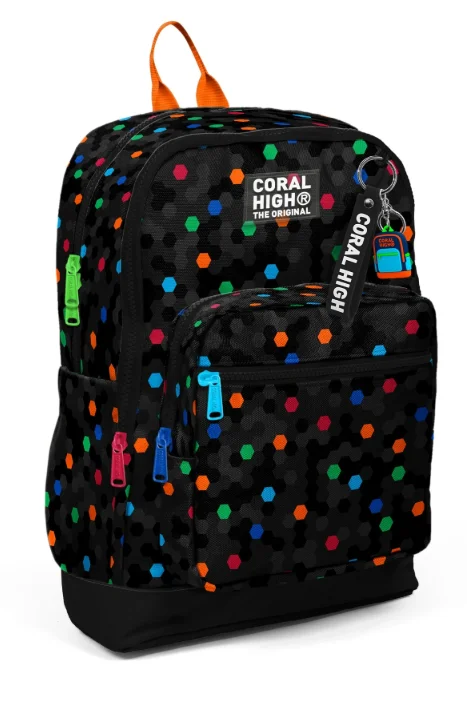 Coral High Kids 33210 Okul Sırt Çantası | Çok Renkli Petek Desenli