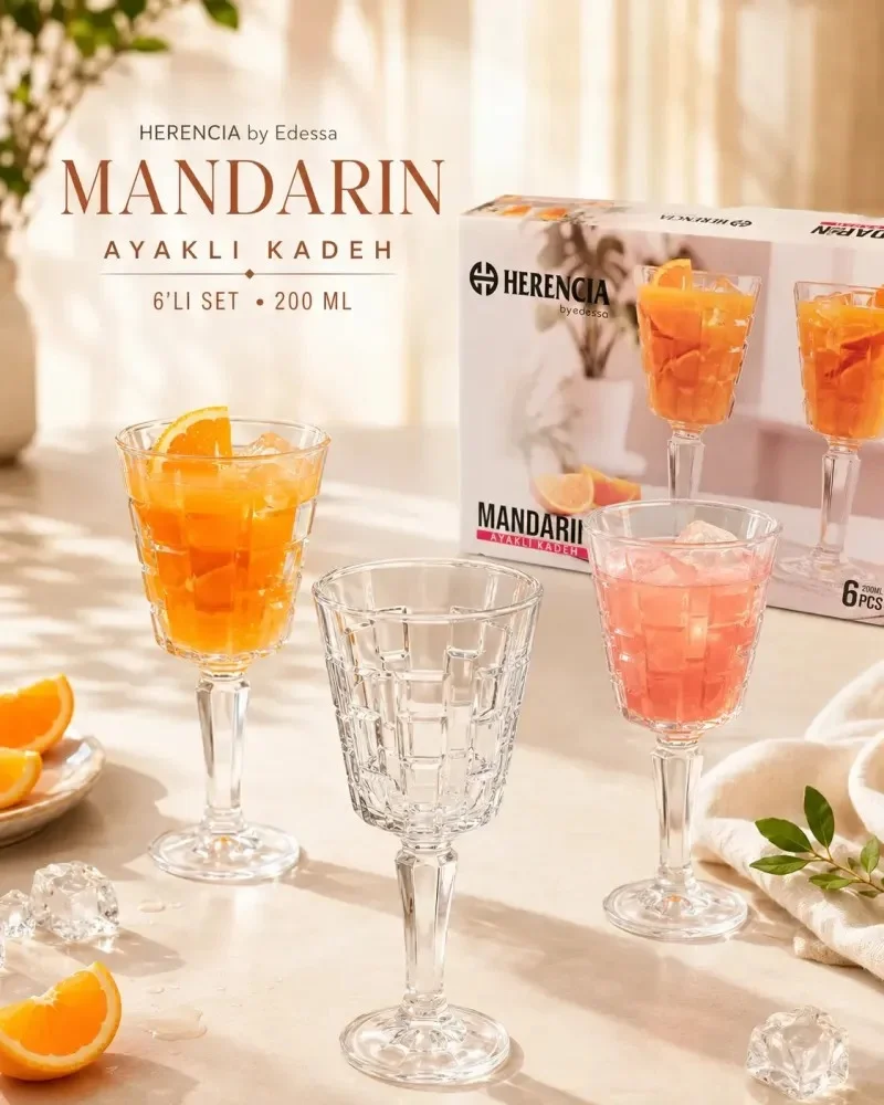 Herencia 6'lı Mandarin Beyaz Kahve Yanı Sunum Bardağı